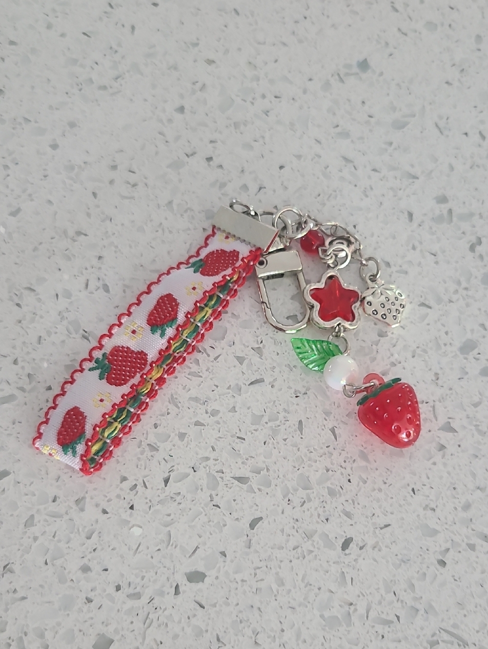 Strawberry Charm Kids Keychain - Red Kawaii Super Sweet And Cute!